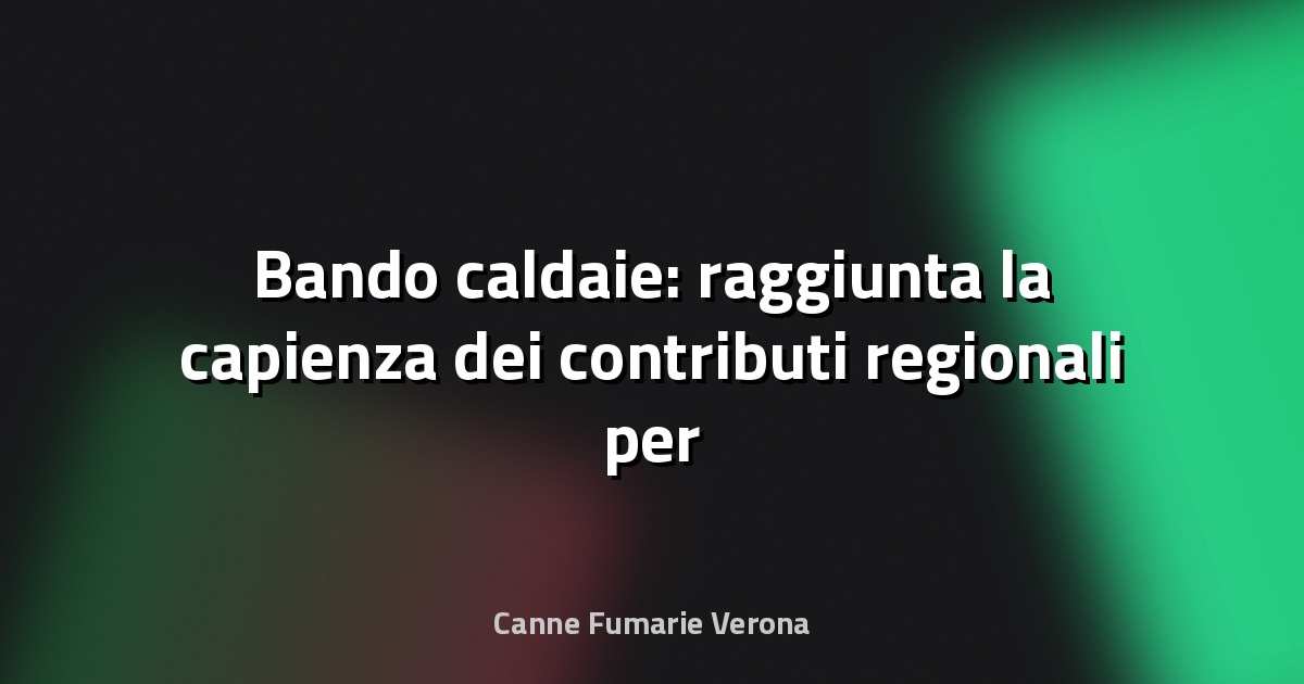 🔥 Bando caldaie: raggiunta la capienza dei contributi regionali per la sostituzione degli impianti a biomassa - Regione Emilia Romagna Ambiente