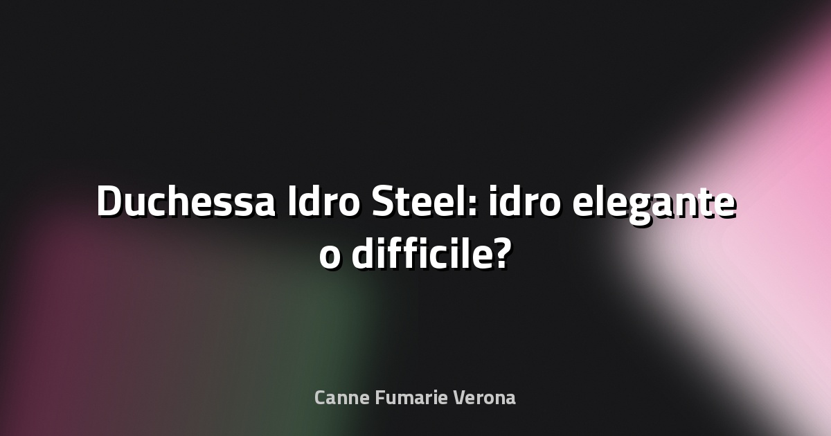 🔥 Duchessa Idro Steel: idro elegante o difficile?