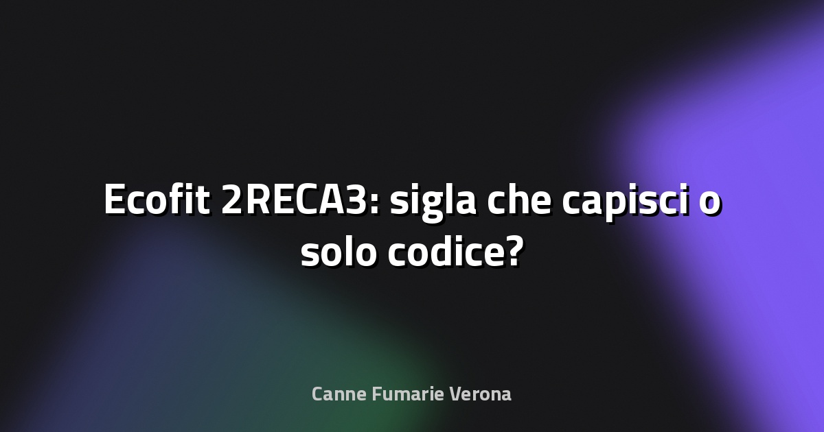 🔥 Ecofit 2RECA3: sigla che capisci o solo codice?