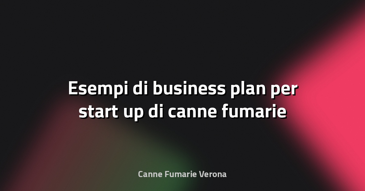 🔥 Esempi di business plan per start‑up di canne fumarie