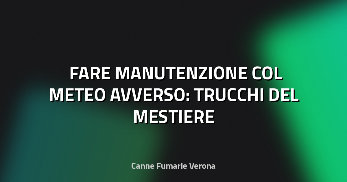 🌧️ FARE MANUTENZIONE COL METEO AVVERSO: TRUCCHI DEL MESTIERE