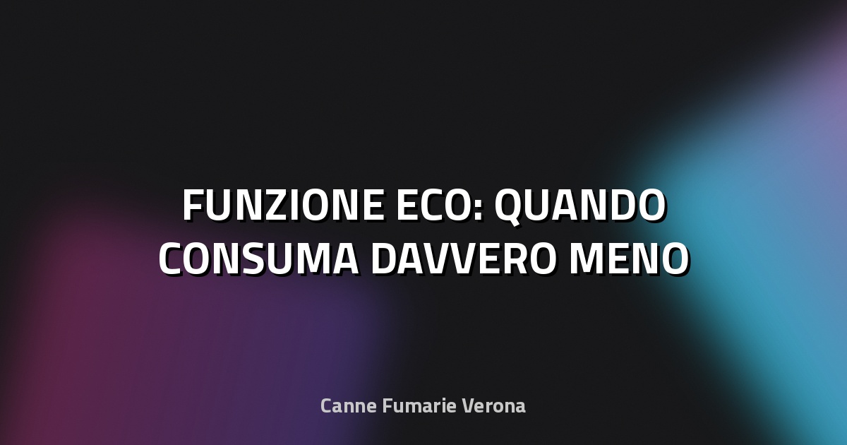 🔥 FUNZIONE ECO: QUANDO CONSUMA DAVVERO MENO