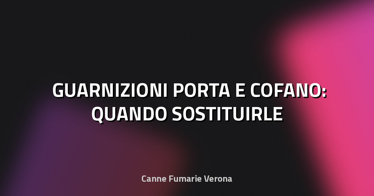 🛠️ GUARNIZIONI PORTA E COFANO: QUANDO SOSTITUIRLE