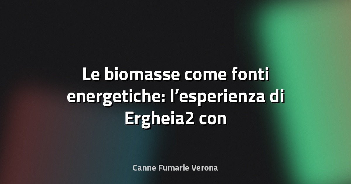 🌿 Le biomasse come fonti energetiche: l’esperienza di Ergheia2 con i pellet ecosostenibili - la Repubblica