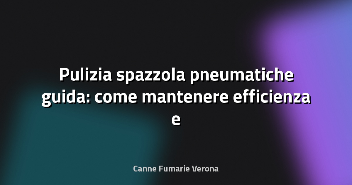 🧹 Pulizia spazzola pneumatiche guida: come mantenere efficienza e durata