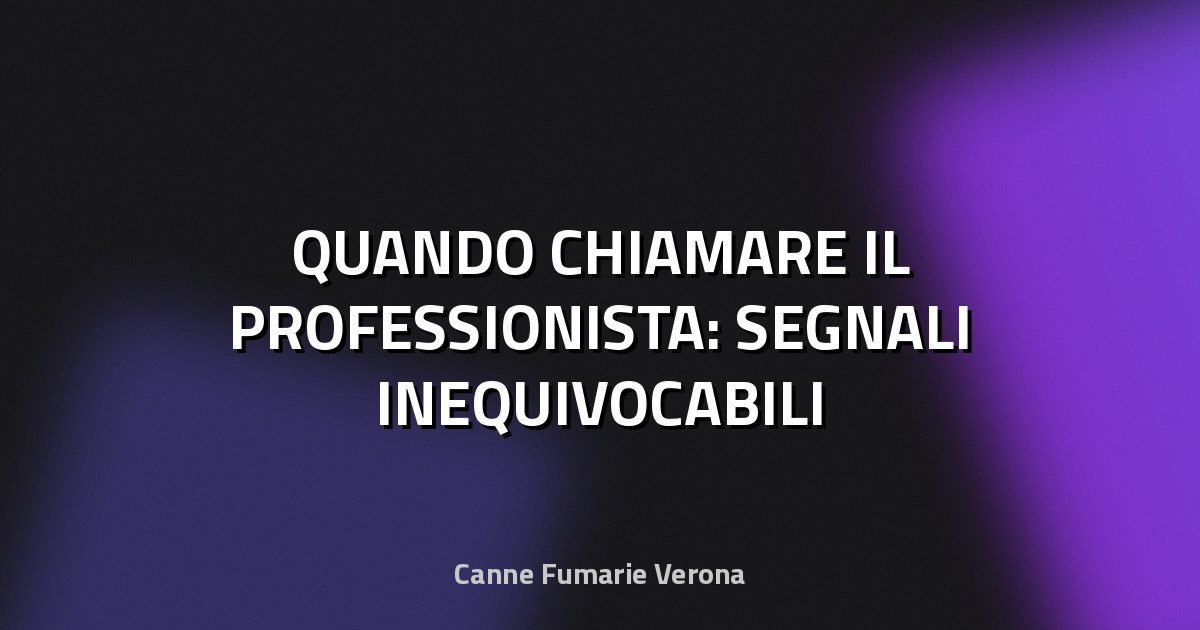 🔥 QUANDO CHIAMARE IL PROFESSIONISTA: SEGNALI INEQUIVOCABILI