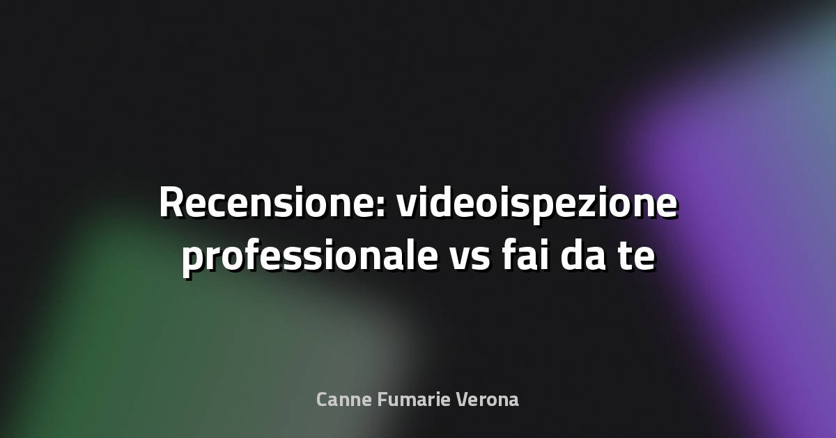 🔍 Recensione: videoispezione professionale vs fai‑da‑te