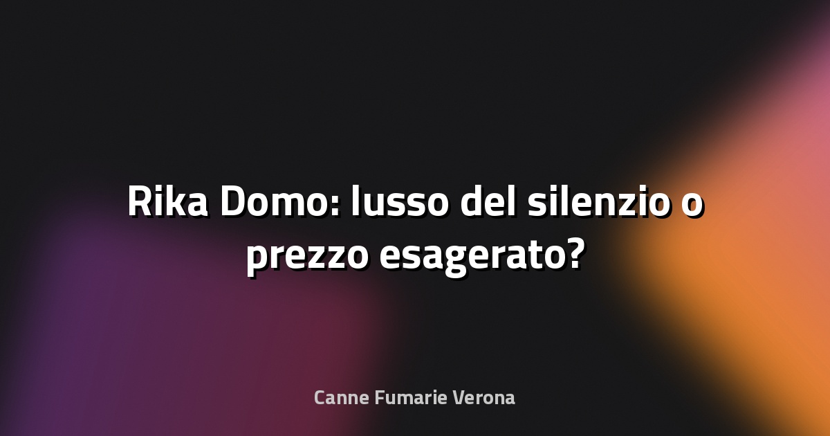 🔥 Rika Domo: lusso del silenzio o prezzo esagerato?