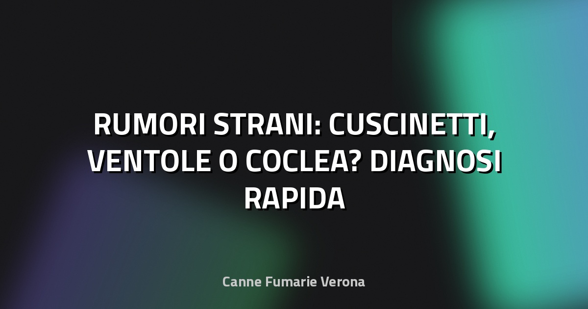 🔊 RUMORI STRANI: CUSCINETTI, VENTOLE O COCLEA? DIAGNOSI RAPIDA