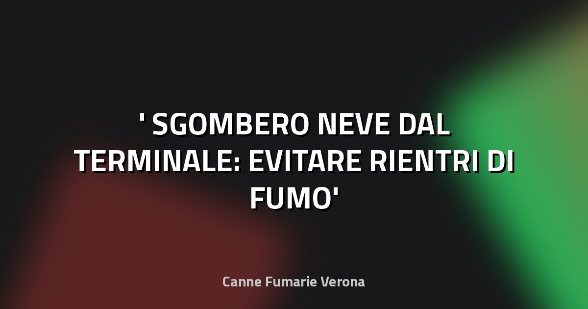 ❄️ SGOMBERO NEVE DAL TERMINALE: EVITARE RIENTRI DI FUMO