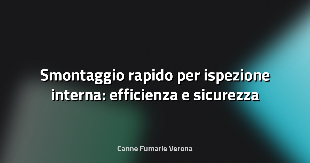 🛠 Smontaggio rapido per ispezione interna: efficienza e sicurezza in primo piano