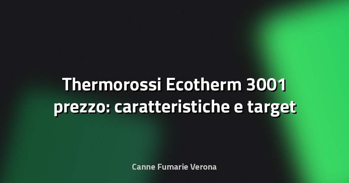 🔥 Thermorossi Ecotherm 3001 prezzo: caratteristiche e target
