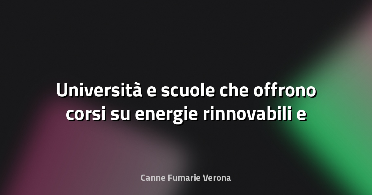 🌿 Università e scuole che offrono corsi su energie rinnovabili e canne fumarie