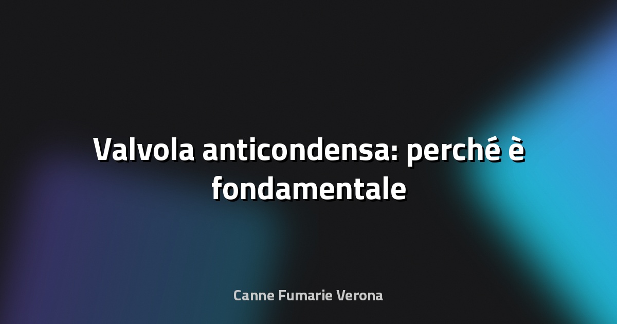 💧 Valvola anticondensa: perché è fondamentale