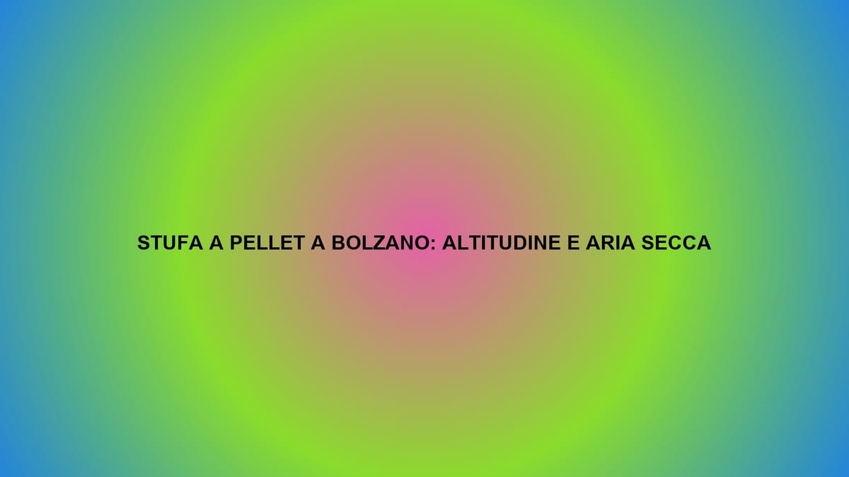🔥 STUFA A PELLET A BOLZANO: ALTITUDINE E ARIA SECCA