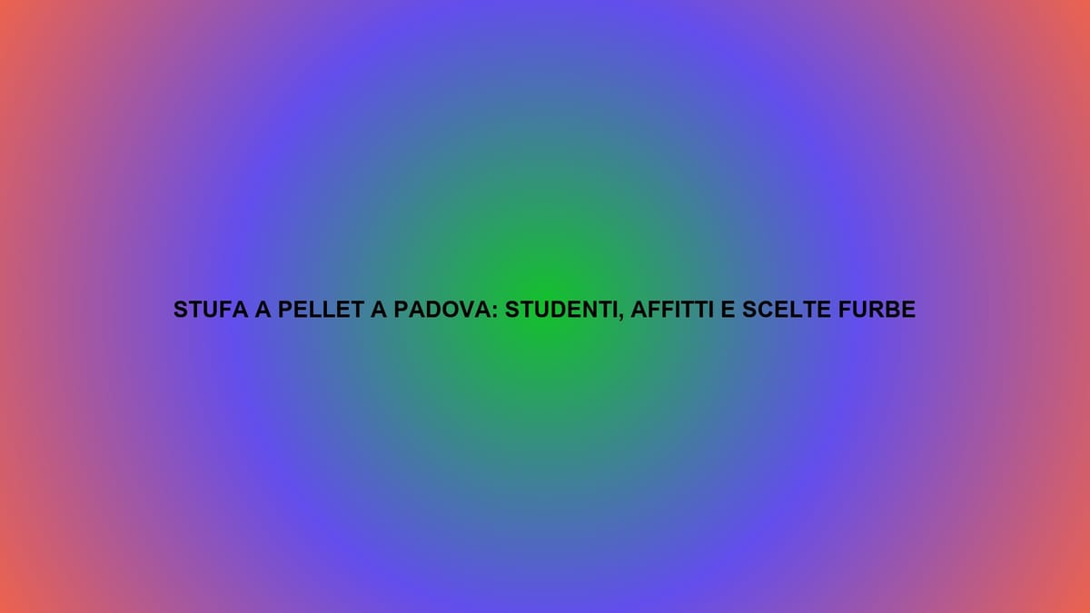🔥 STUFA A PELLET A PADOVA: STUDENTI, AFFITTI E SCELTE FURBE