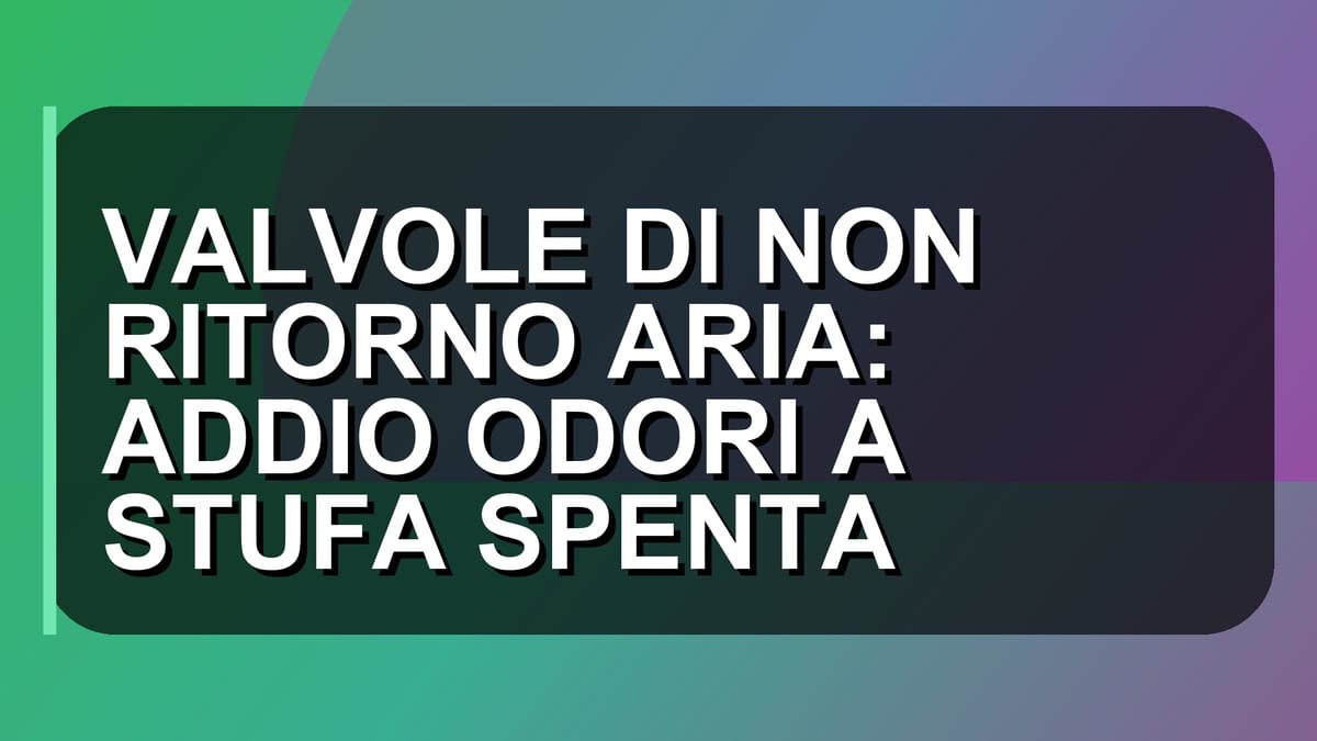 🛠️ VALVOLE DI NON RITORNO ARIA: ADDIO ODORI A STUFA SPENTA