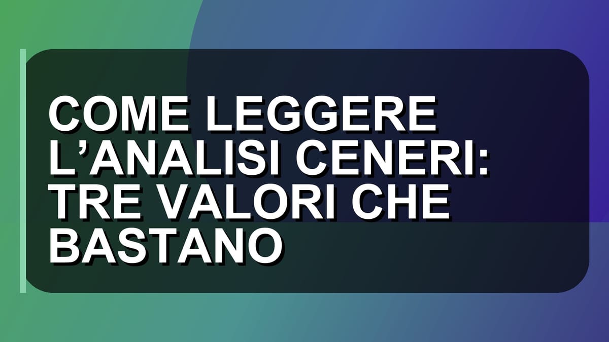 🔥 COME LEGGERE L’ANALISI CENERI: TRE VALORI CHE BASTANO