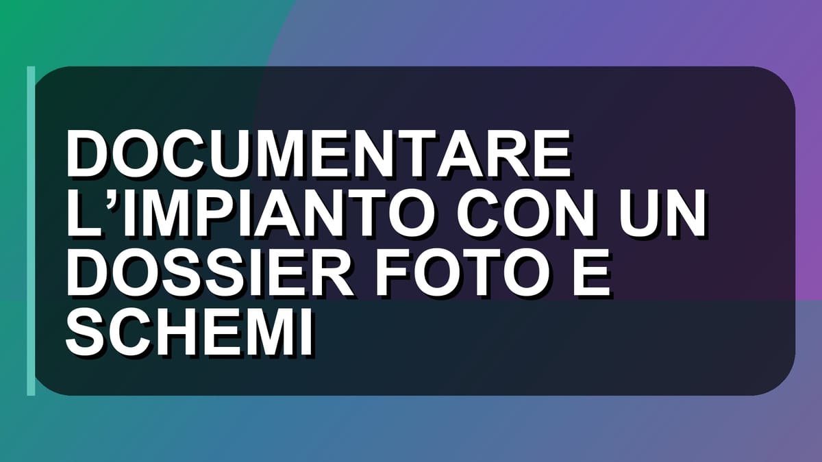 🔥 DOCUMENTARE L’IMPIANTO CON UN DOSSIER FOTO E SCHEMI