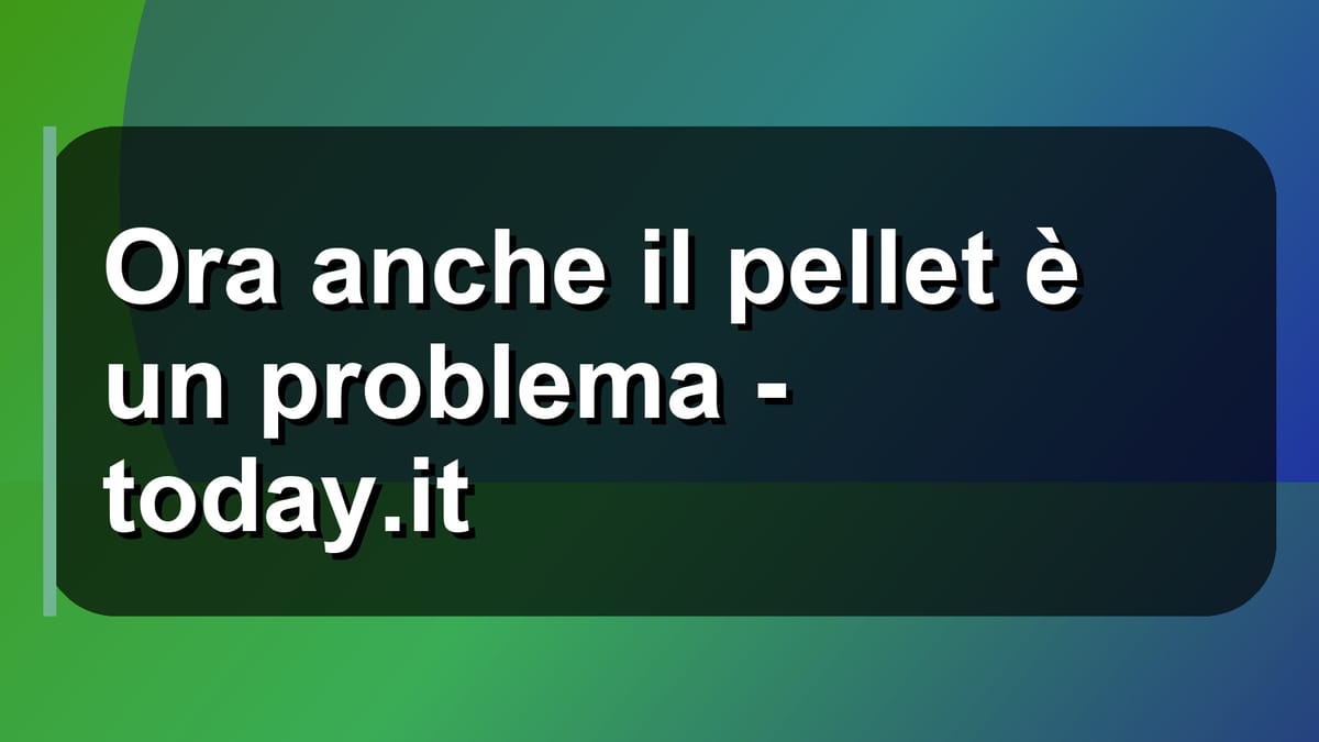 🔥 Ora anche il pellet è un problema - today.it