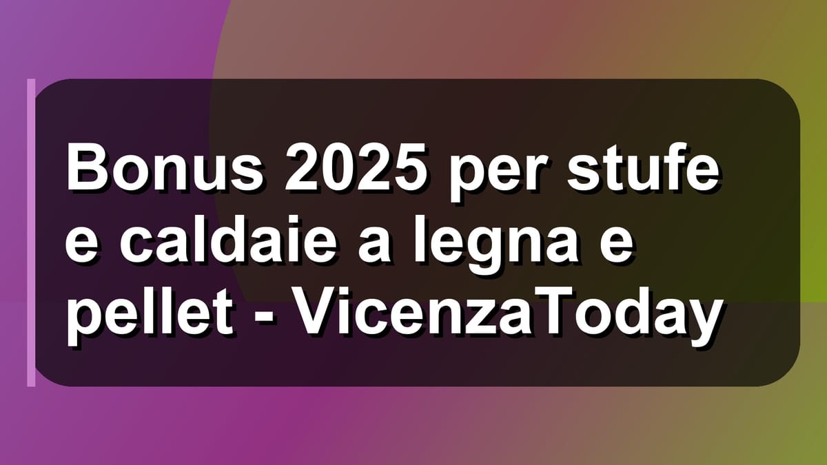 🔥 Bonus 2025 per stufe e caldaie a legna e pellet - VicenzaToday