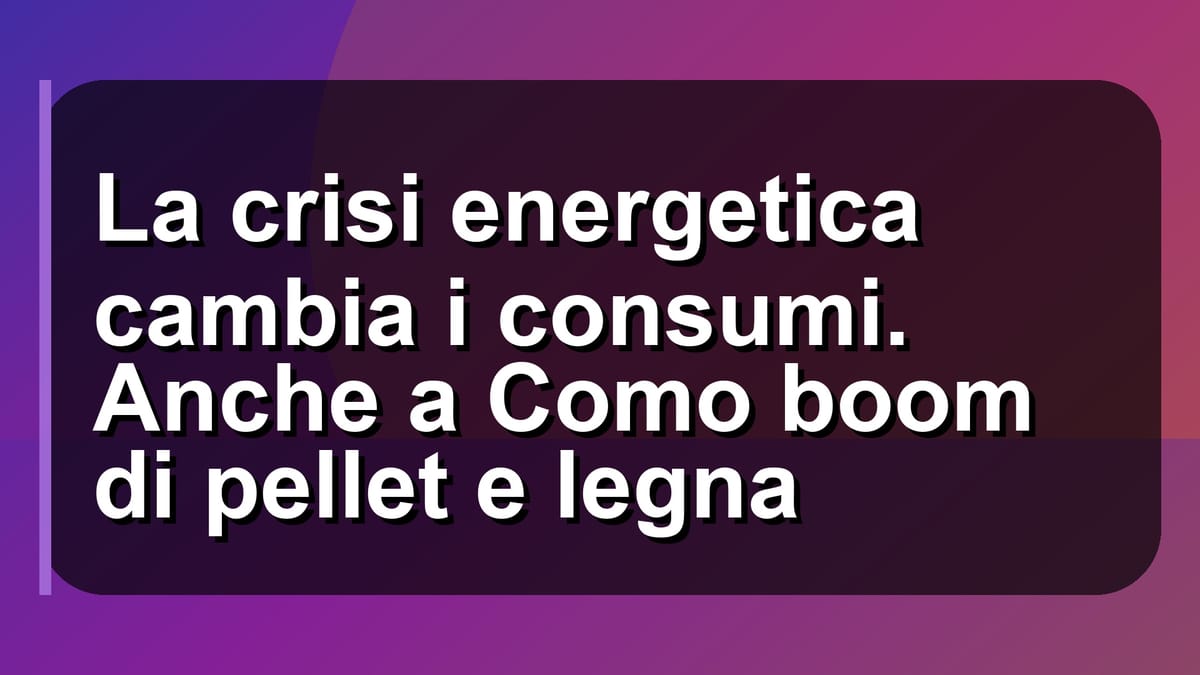 🔥 La crisi energetica cambia i consumi. Anche a Como boom di pellet e legna