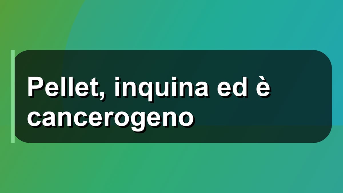 ♻️ Pellet, inquina ed è cancerogeno