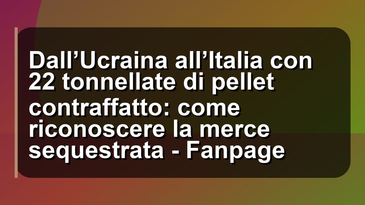 🔥 Dall’Ucraina all’Italia con 22 tonnellate di pellet contraffatto: come riconoscere la merce sequestrata - Fanpage