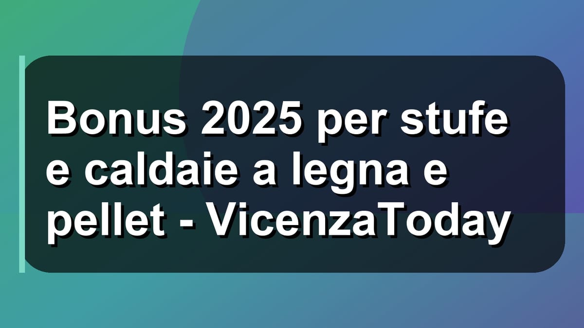 🔥 Bonus 2025 per stufe e caldaie a legna e pellet - VicenzaToday