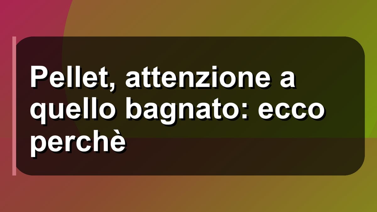 🔥 Pellet, attenzione a quello bagnato: ecco perchè
