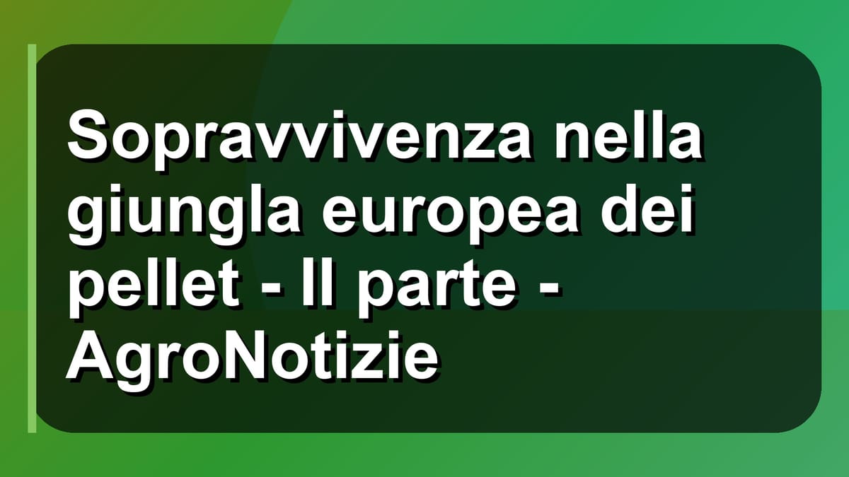 🔥 Sopravvivenza nella giungla europea dei pellet - II parte - AgroNotizie