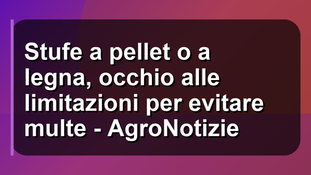 🔥 Stufe a pellet o a legna, occhio alle limitazioni per evitare multe - AgroNotizie