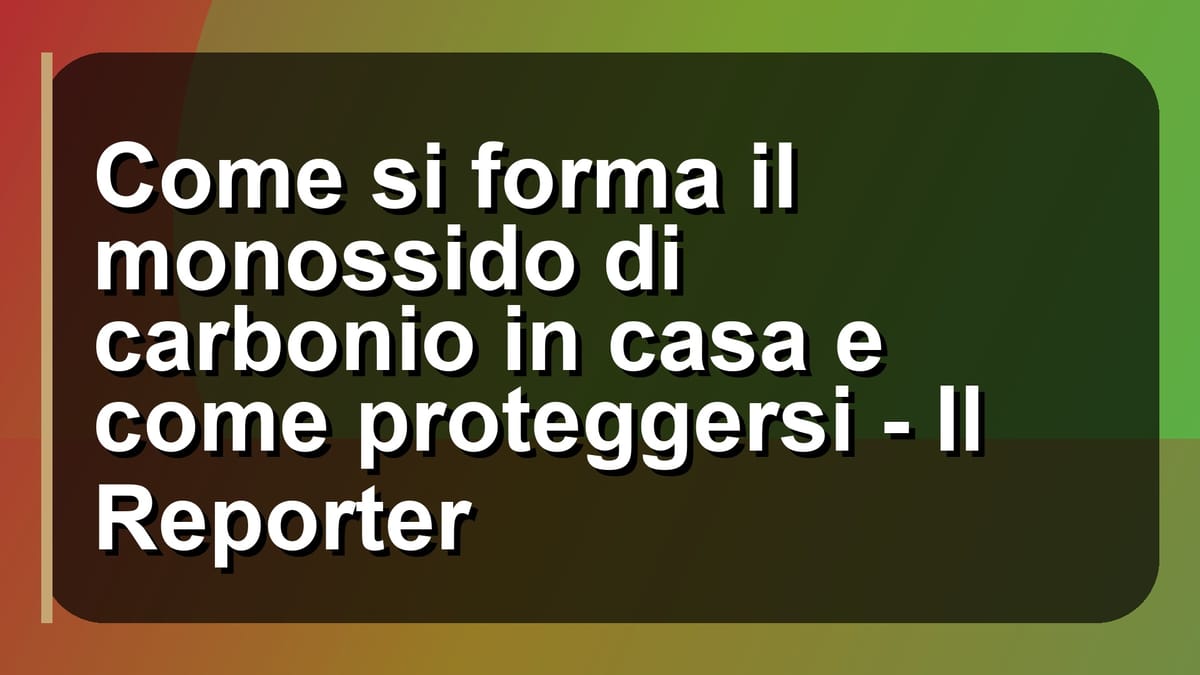⚠️ Come si forma il monossido di carbonio in casa e come proteggersi - Il Reporter