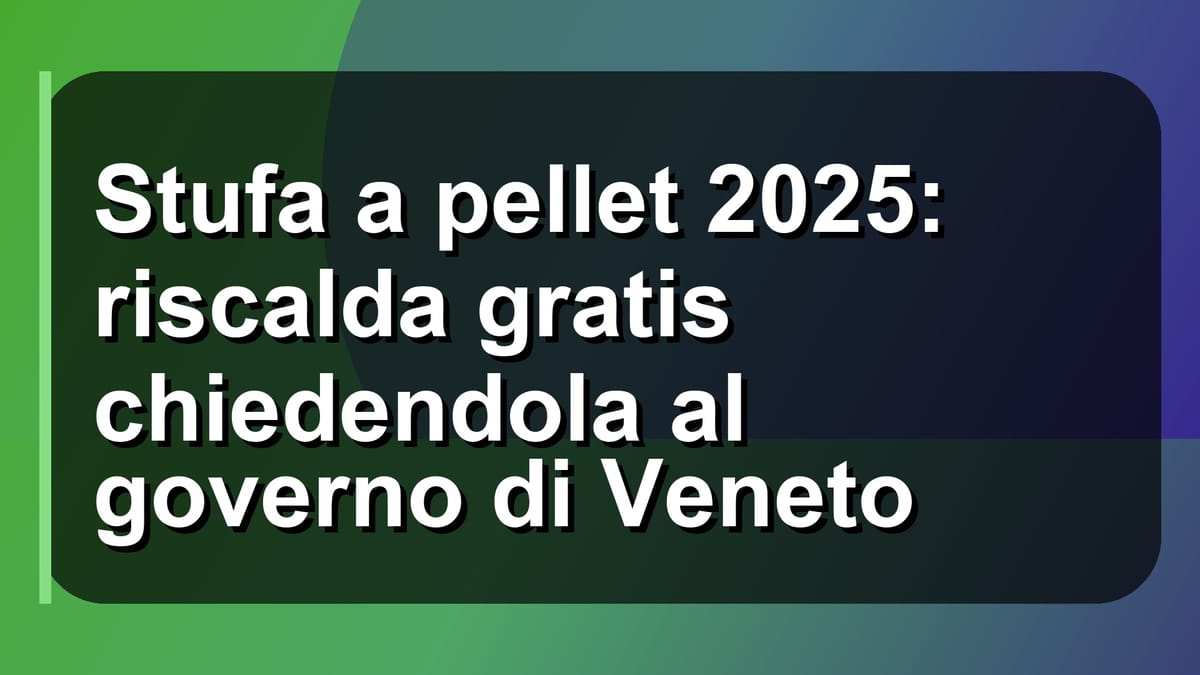 🔥 Stufa a pellet 2025: riscalda gratis chiedendola al governo di Veneto