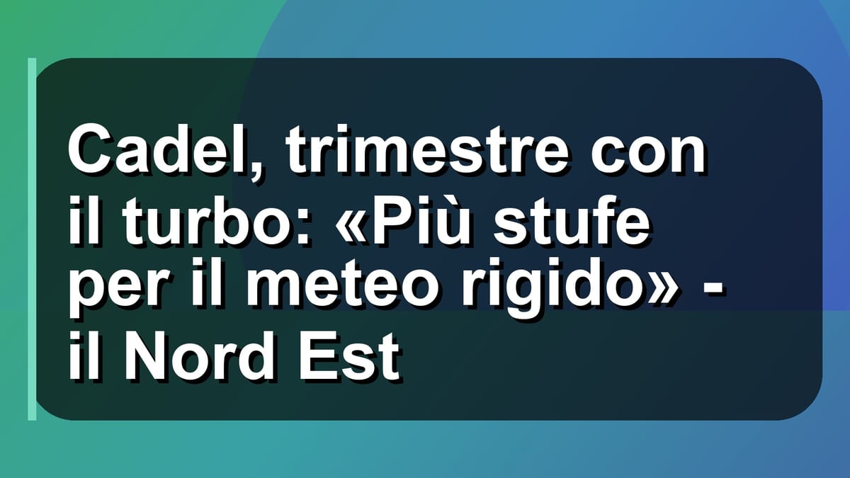 🔥 Cadel, trimestre con il turbo: «Più stufe per il meteo rigido» - il Nord Est