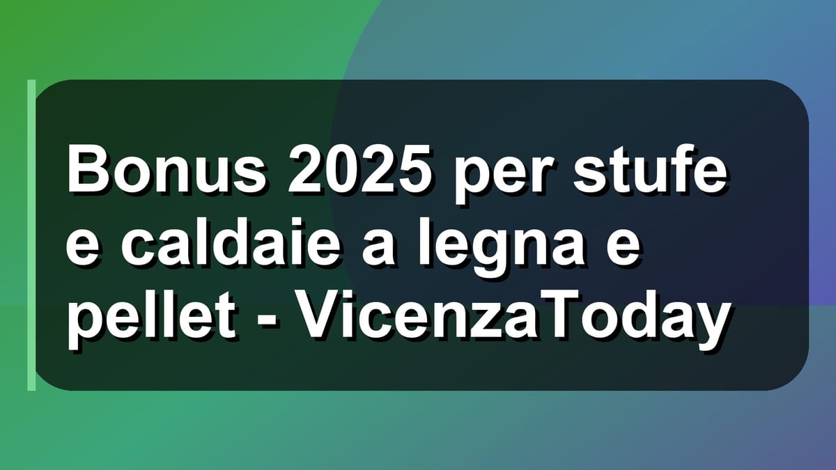 🔥 Bonus 2025 per stufe e caldaie a legna e pellet - VicenzaToday