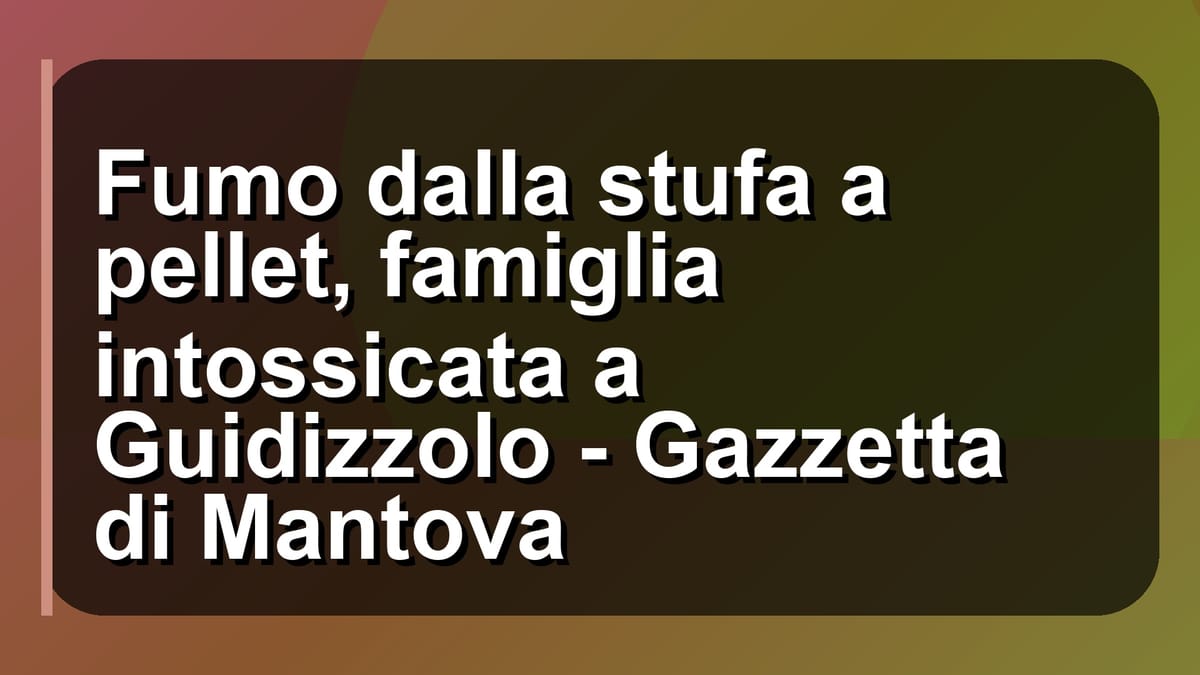 🔥 Fumo dalla stufa a pellet, famiglia intossicata a Guidizzolo - Gazzetta di Mantova