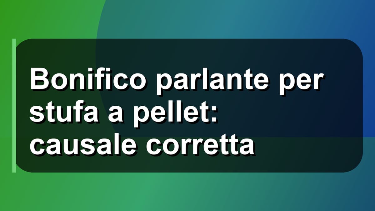 💰 Bonifico parlante per stufa a pellet: causale corretta