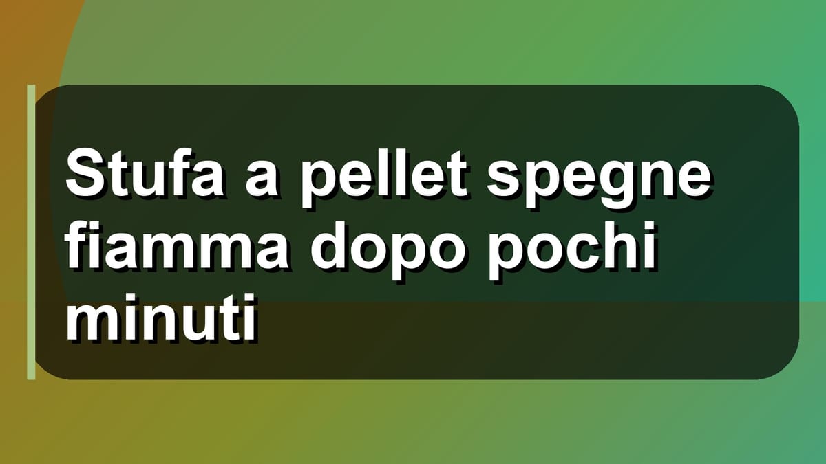 🔥 Stufa a pellet spegne fiamma dopo pochi minuti