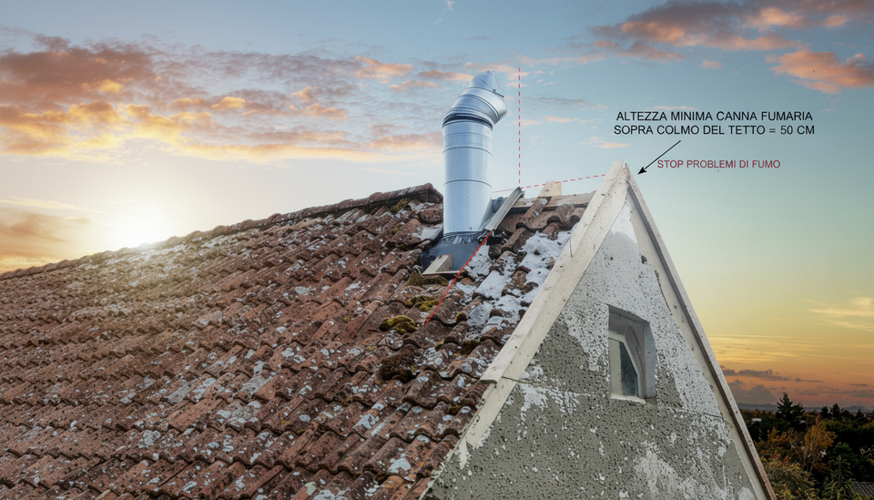 🌬️ Calcola altezza minima canna sopra tetto: stop problemi fumo