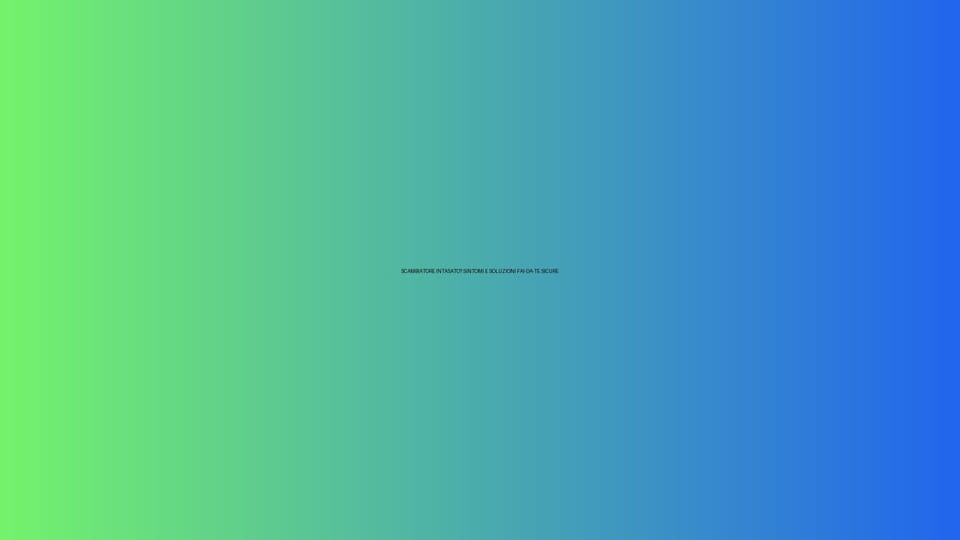 🔥 SCAMBIATORE INTASATO? SINTOMI E SOLUZIONI FAI-DA-TE SICURE