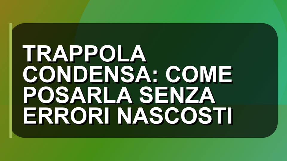 🔥 TRAPPOLA CONDENSA: COME POSARLA SENZA ERRORI NASCOSTI