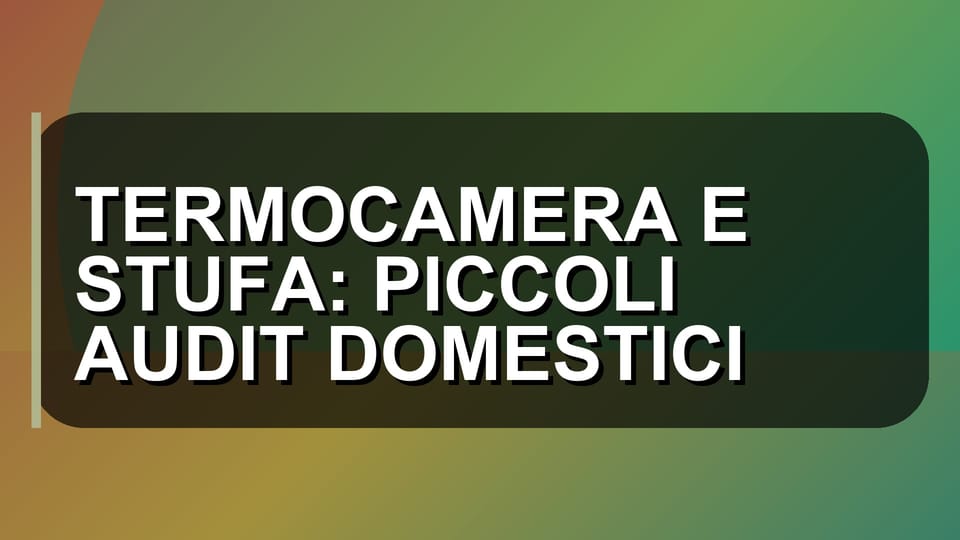 🔍 TERMOCAMERA E STUFA: PICCOLI AUDIT DOMESTICI