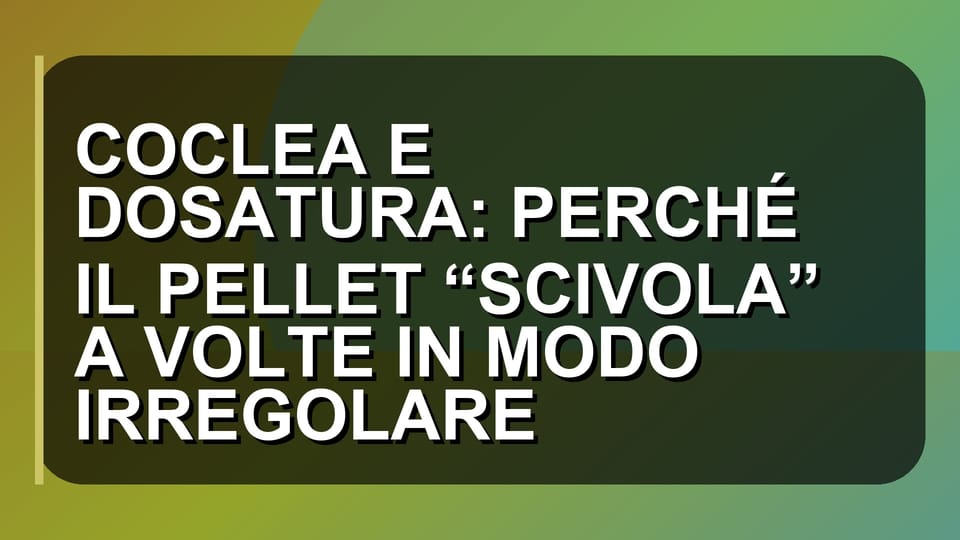 🔥 COCLEA E DOSATURA: PERCHÉ IL PELLET “SCIVOLA” A VOLTE IN MODO IRREGOLARE