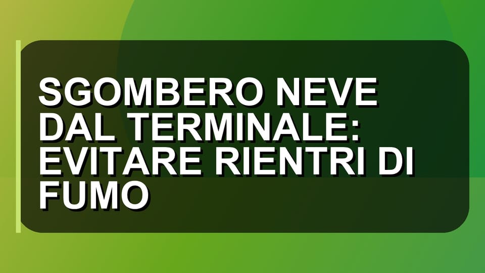 ❄️ SGOMBERO NEVE DAL TERMINALE: EVITARE RIENTRI DI FUMO