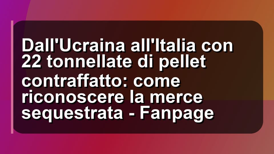 🔥 Dall'Ucraina all'Italia con 22 tonnellate di pellet contraffatto: come riconoscere la merce sequestrata - Fanpage