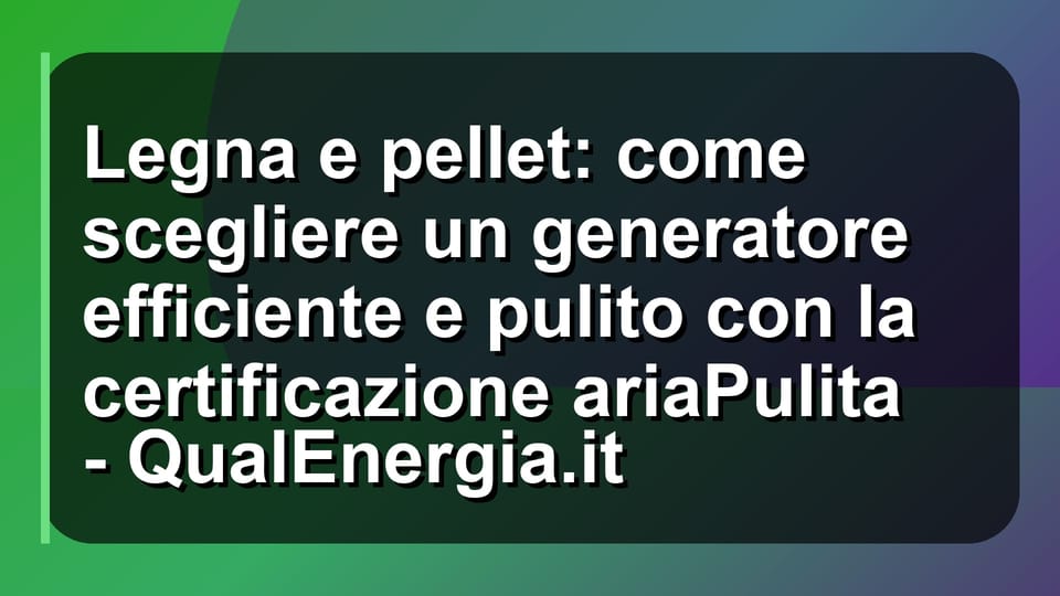 🔥 Legna e pellet: come scegliere un generatore efficiente e pulito con la certificazione ariaPulita - QualEnergia.it