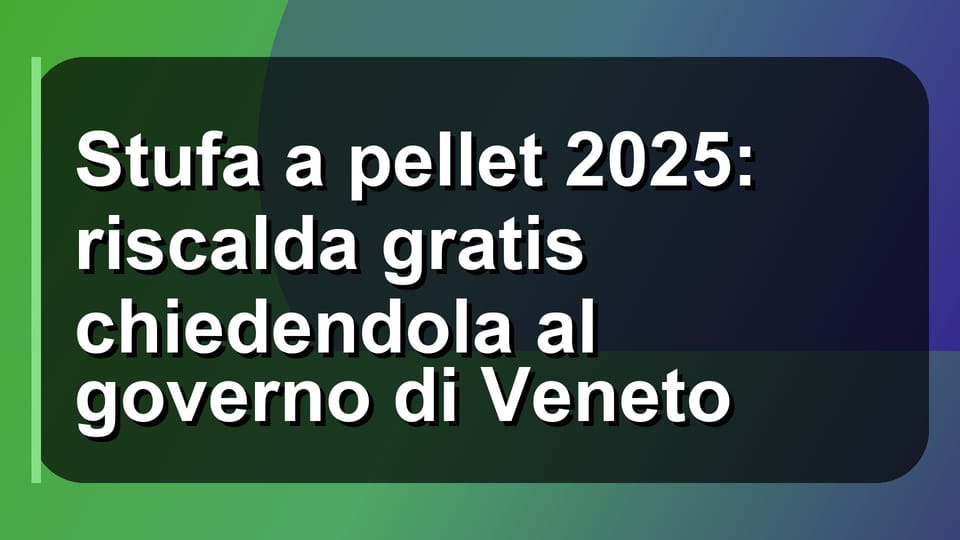 🔥 Stufa a pellet 2025: riscalda gratis chiedendola al governo di Veneto