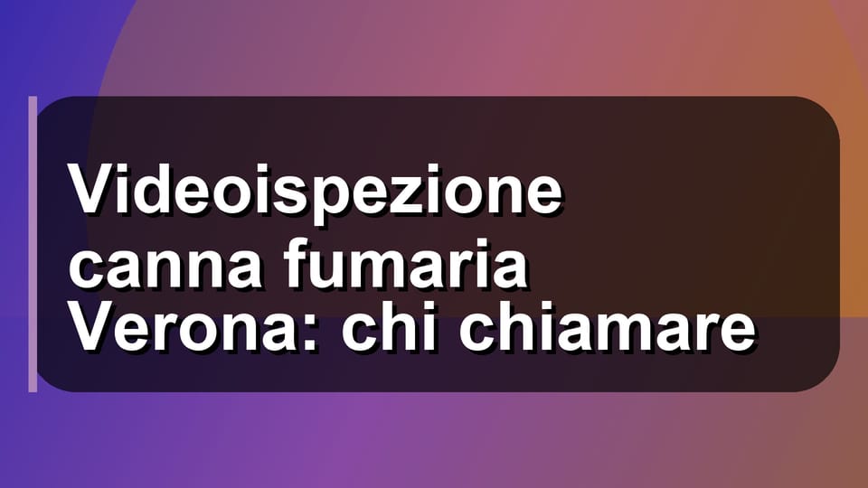 🔥 Videoispezione canna fumaria Verona: chi chiamare