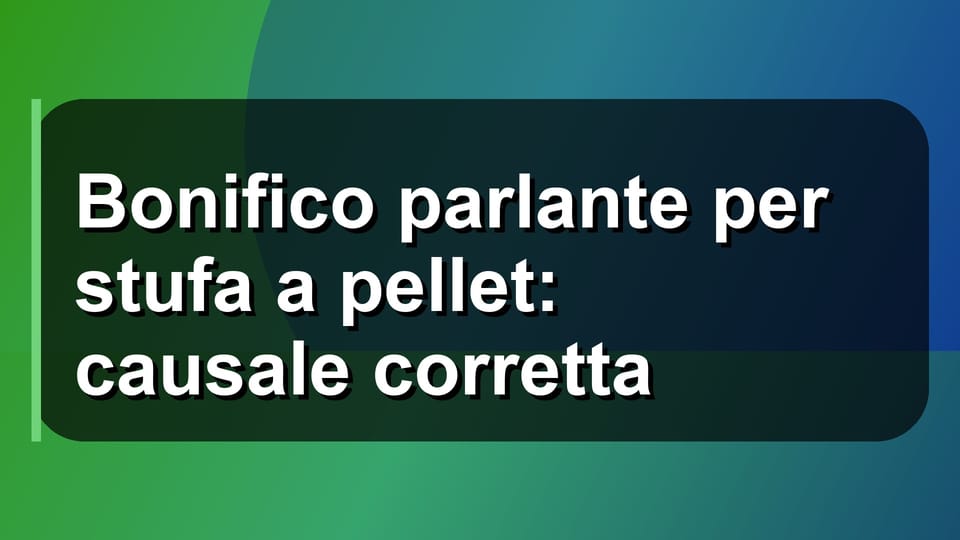 💰 Bonifico parlante per stufa a pellet: causale corretta